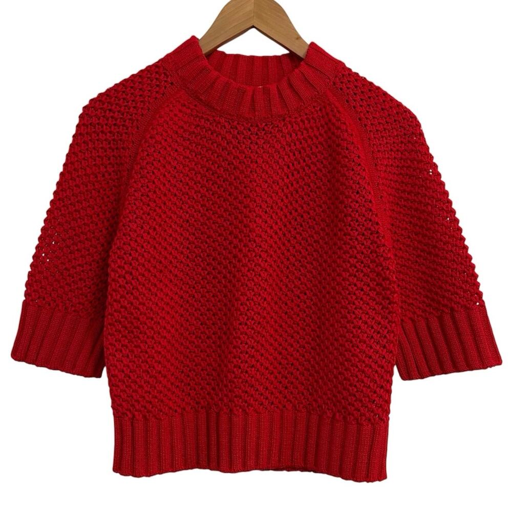 Goop G. Label Red Open Knit Weave Sweater Women’s Size Large Luxury GWYN
